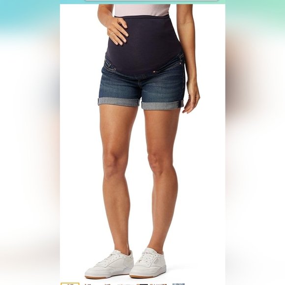 Levi Strauss Maternity Shorts shortie light wash full belly coverage LG large - Picture 3 of 7